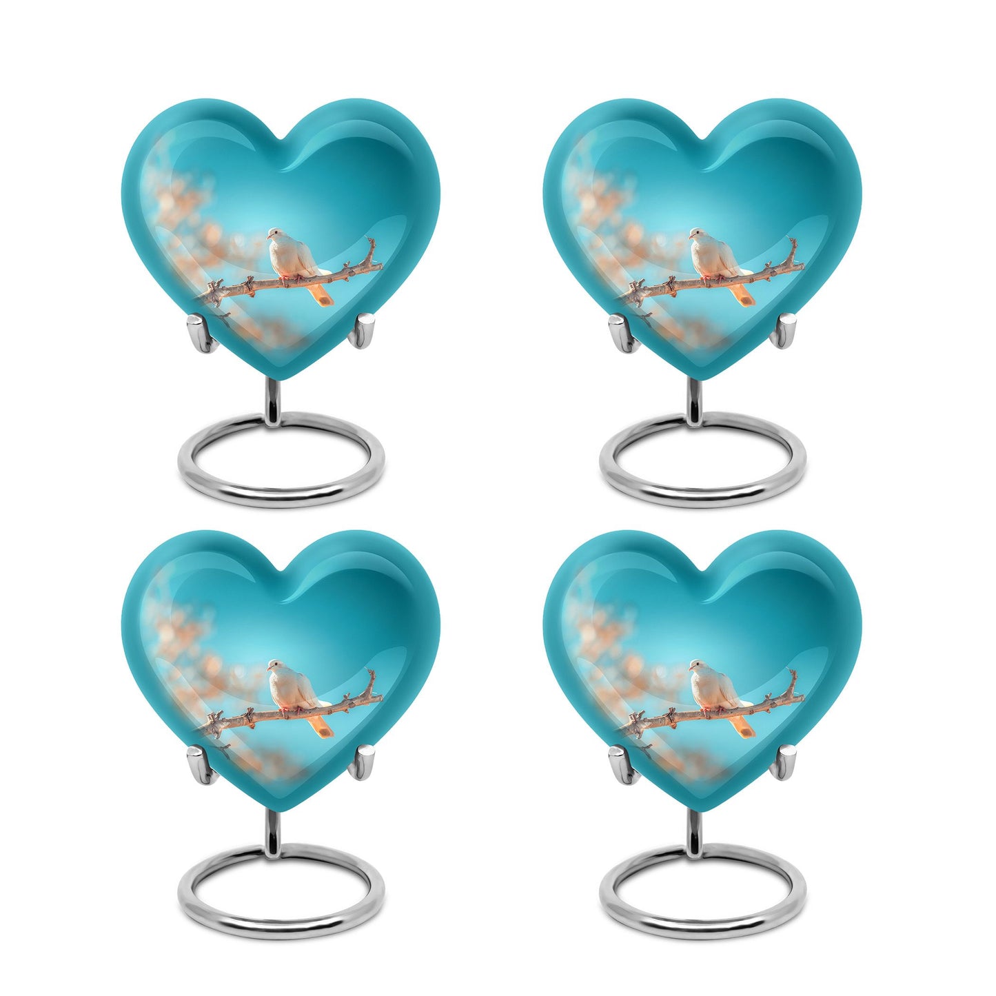 Dove-themed Heart Urn for human ashes