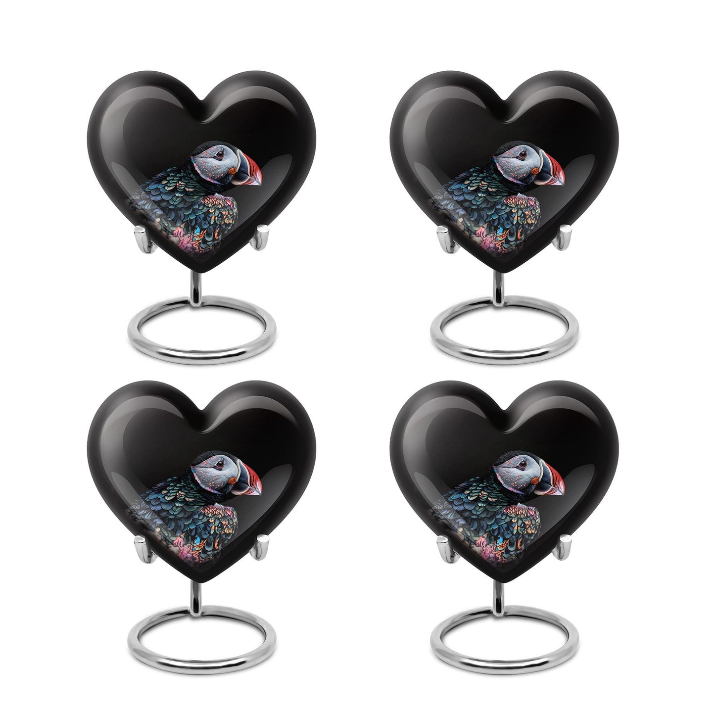 Heart Urn for mom with Puffin Bird design