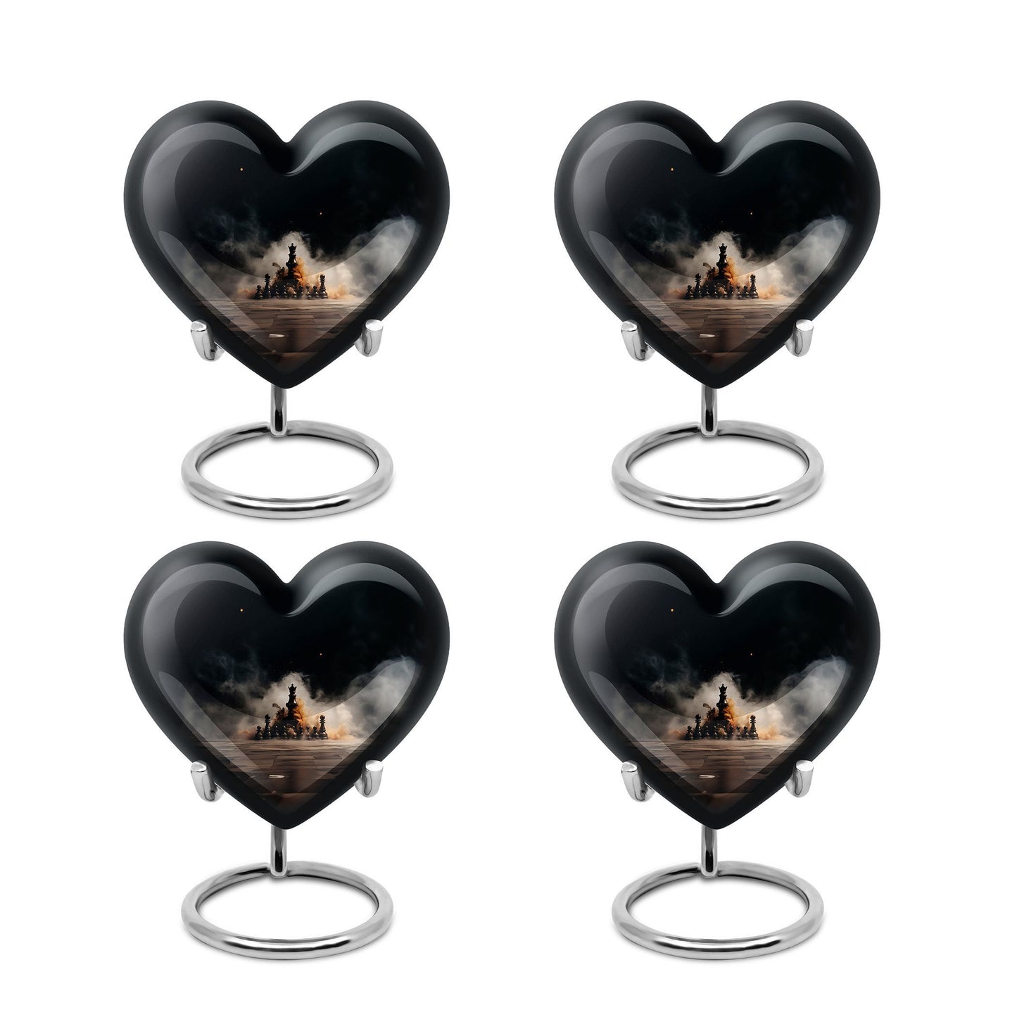 Chess themed heart urn