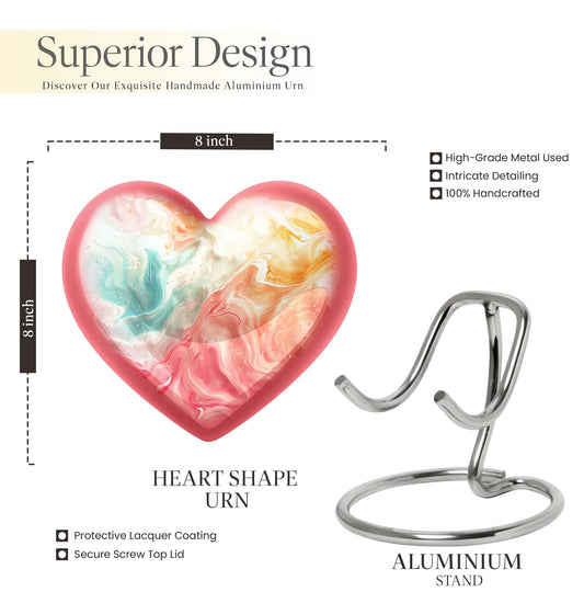 Vibrant Swirl Heart Urn with Abstract Design