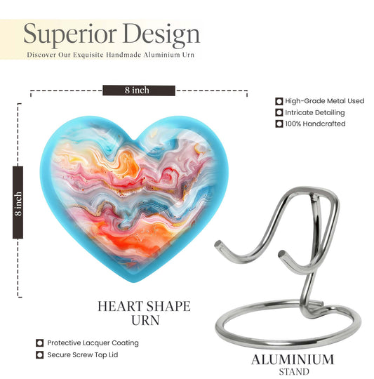Vibrant Swirl Heart Urn for ashes