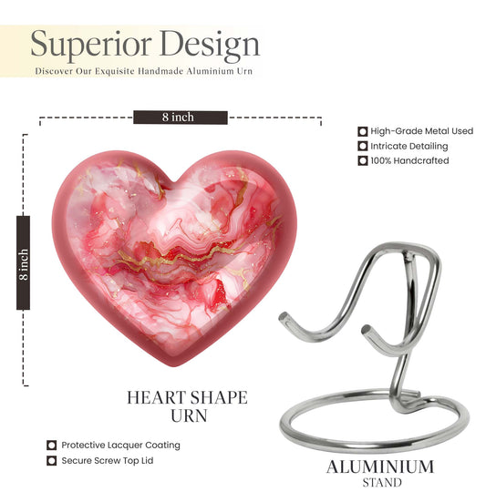 vibrant swirl aluminum heart urn for ashes