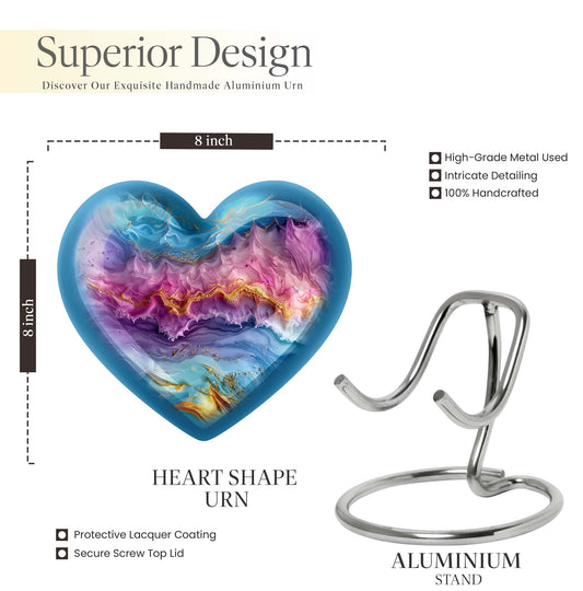 Vibrant Swirl Heart Urn for mom