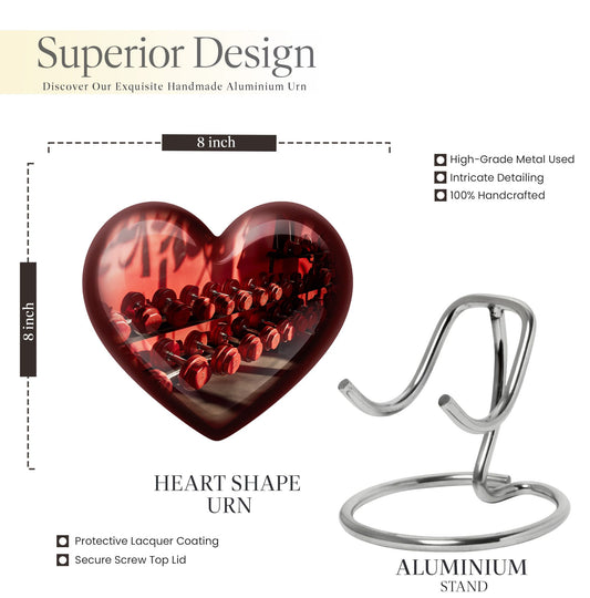 10 inch Dumbles Urn, aluminium heart design memorial urn for ashes adult