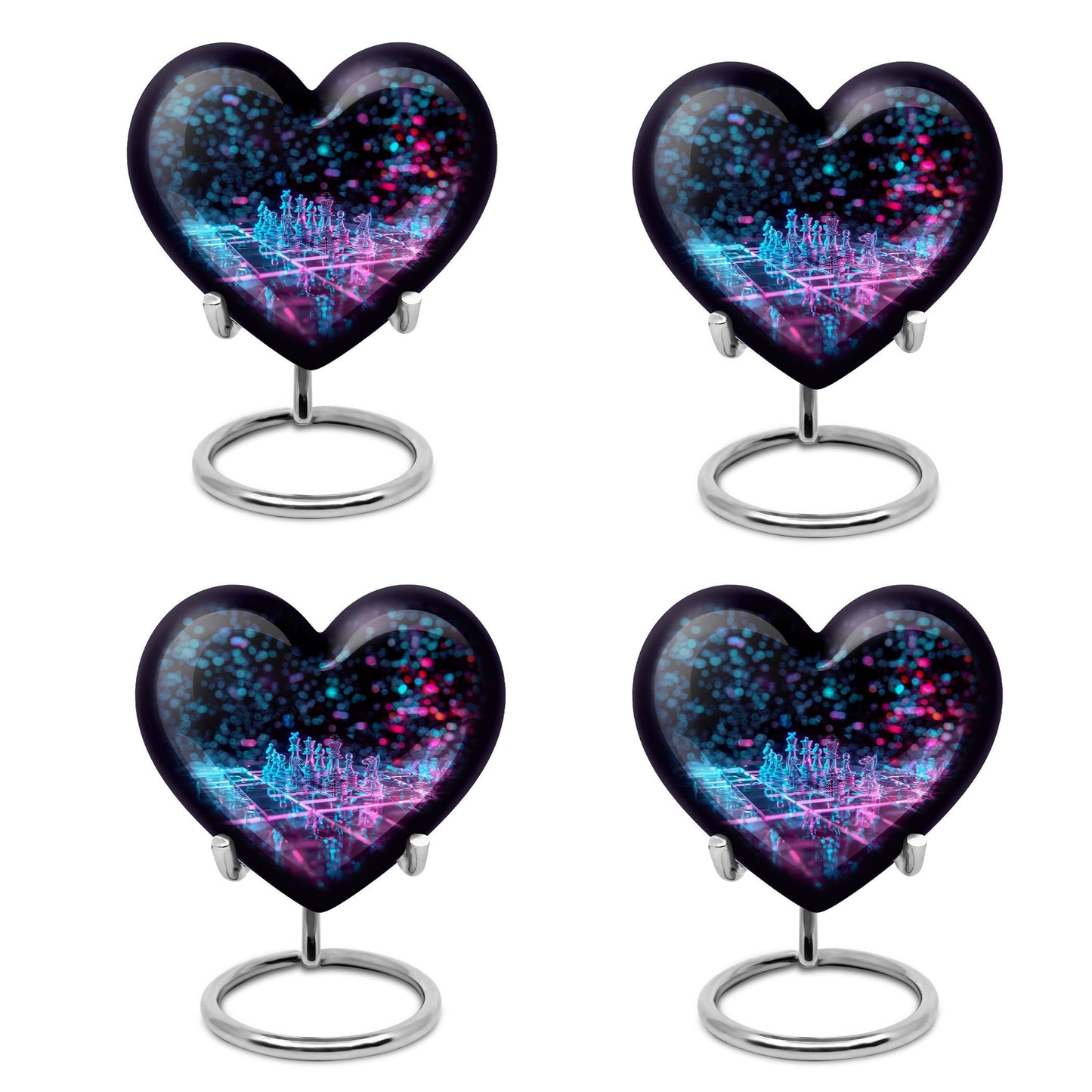 Chess Urn in heart design for adult male cremation ashes