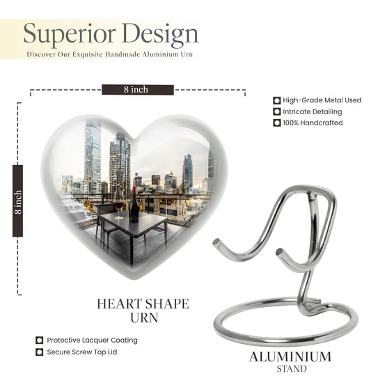 10-inch heart-shaped wine urn for woman's ashes,