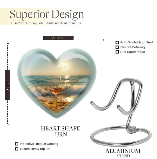Heart shaped large urn for wine and cremation