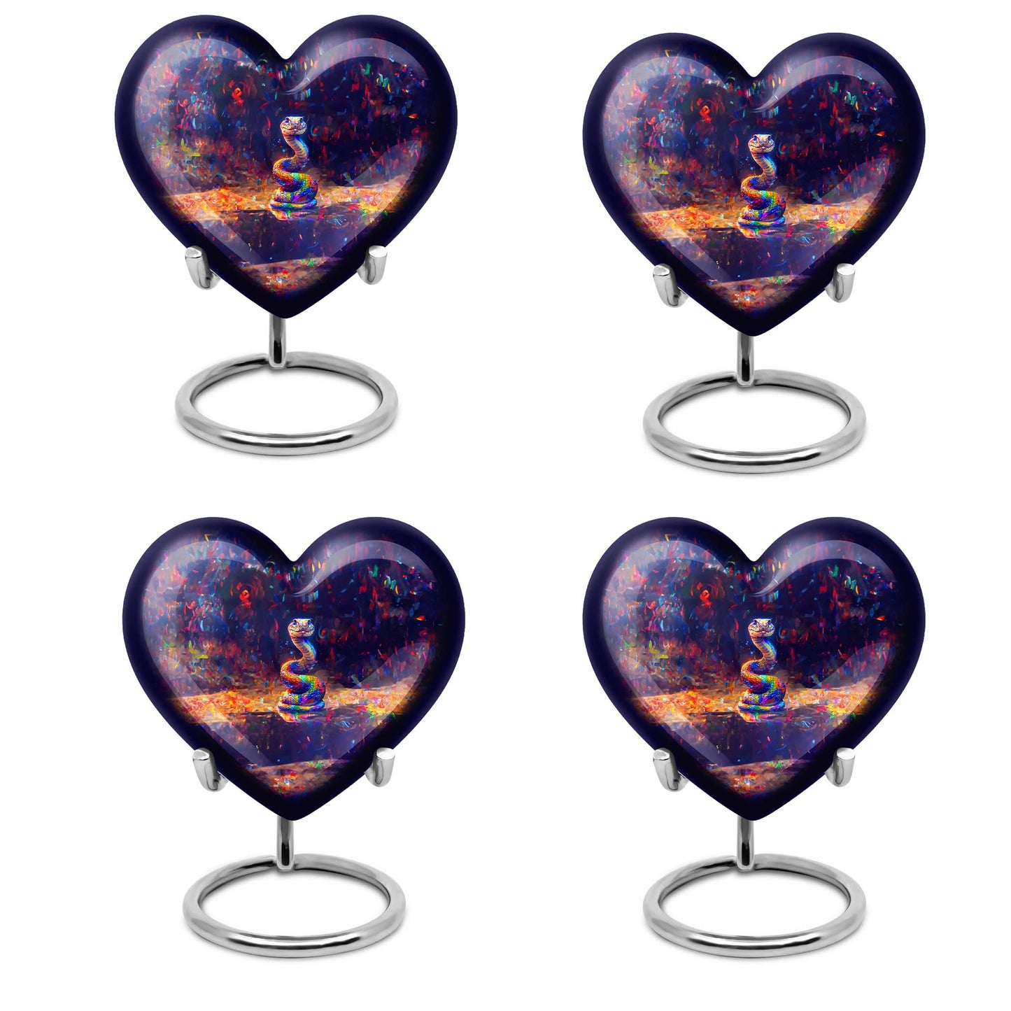 10-inch aluminium heart-shaped snake urn for human ashes with engraving option