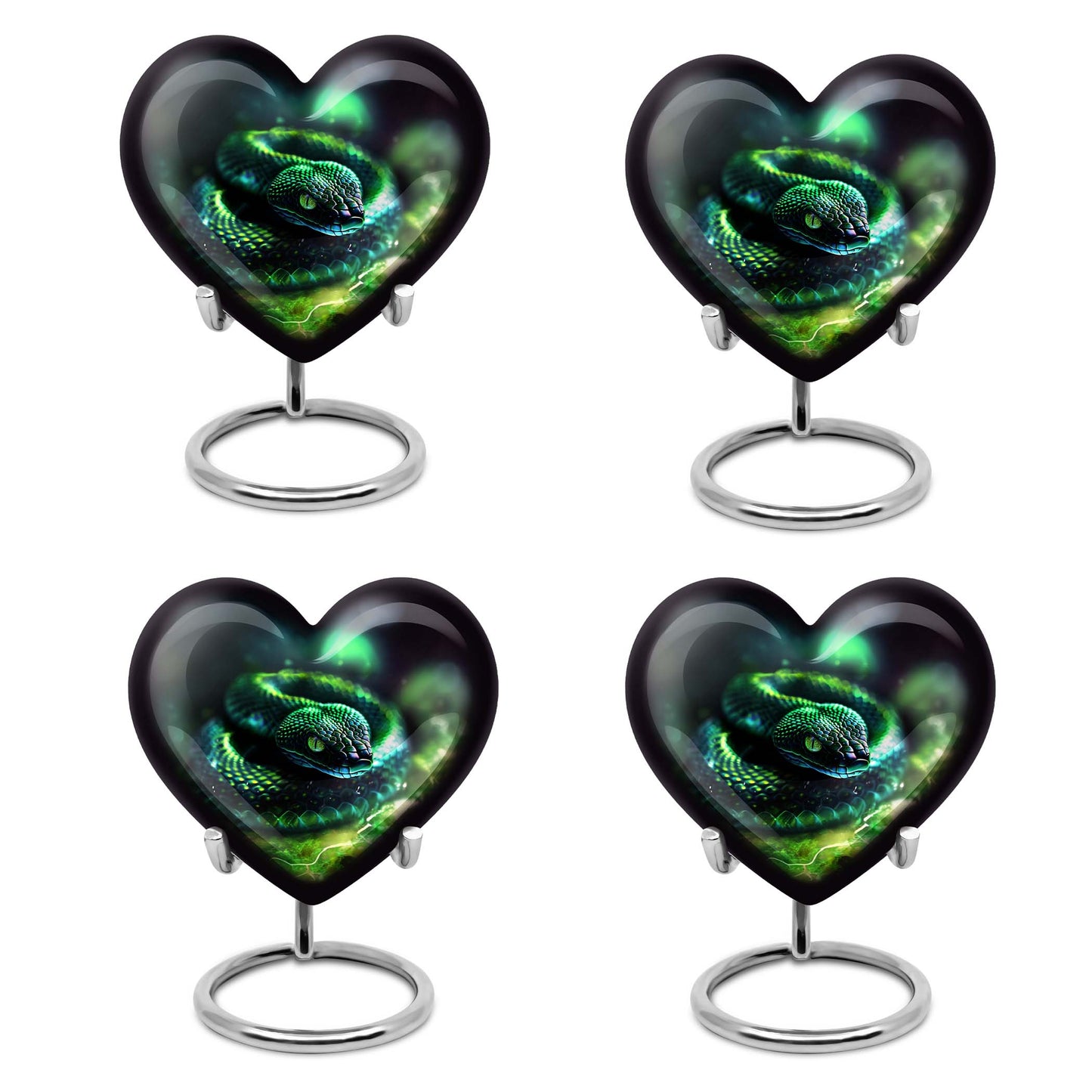 Heart-shaped snake urn for ashes