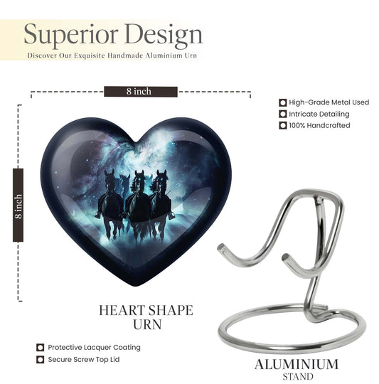 10-inch heart-shaped memorial horse urn,