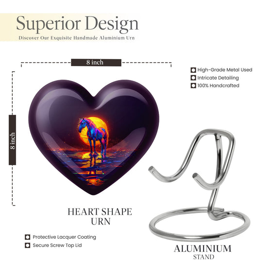 Heart-themed Horse Urn for human ashes