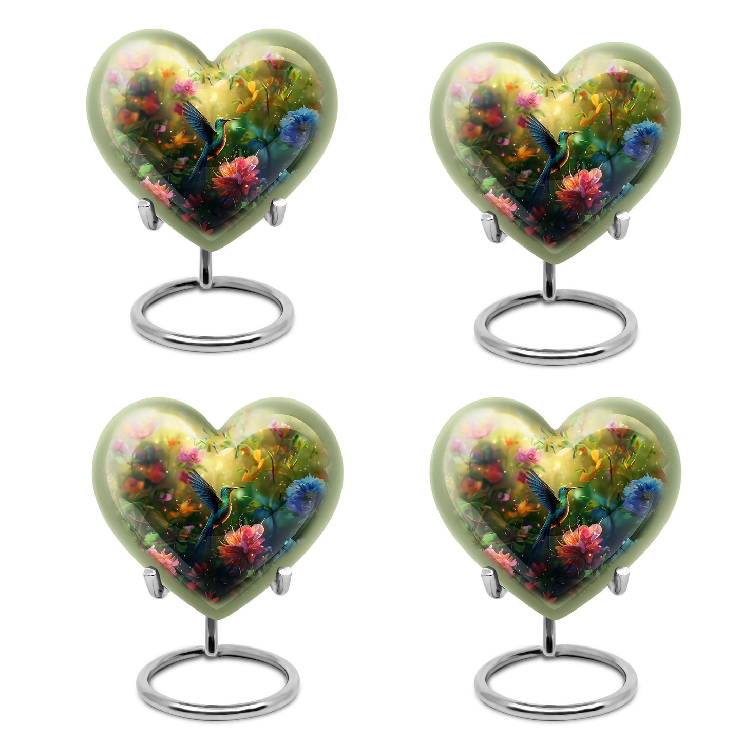 10-inch heart-shaped humming birds urn for ashes,