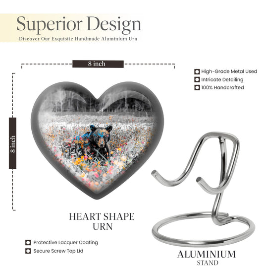 10-inch heart shaped bear urn for human