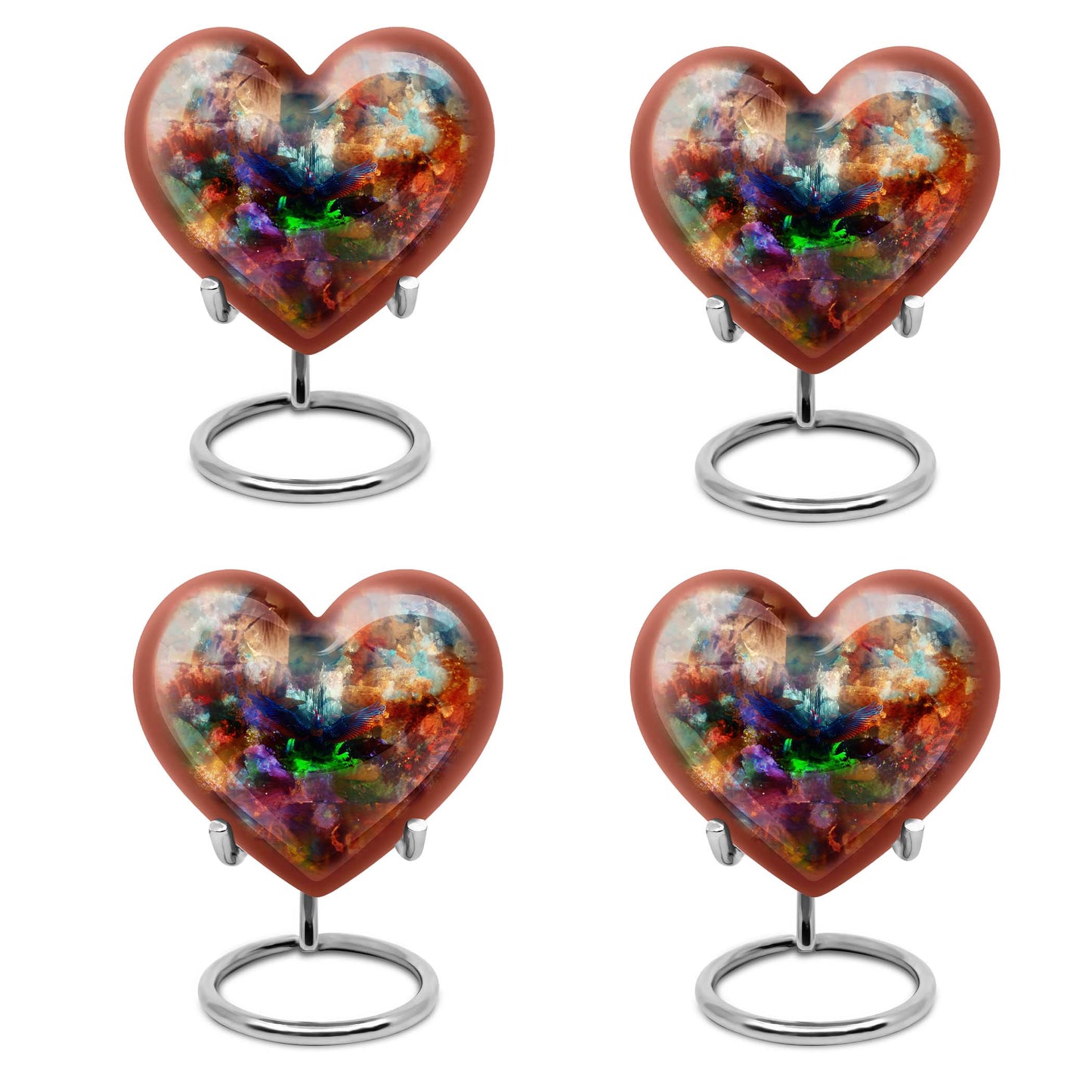 10-inch Puffin bird Heart Urn for ashes, Personalize