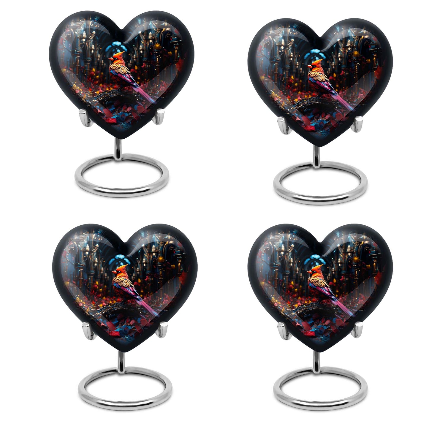 10-inch Cardinal Bird Heart Urn,
