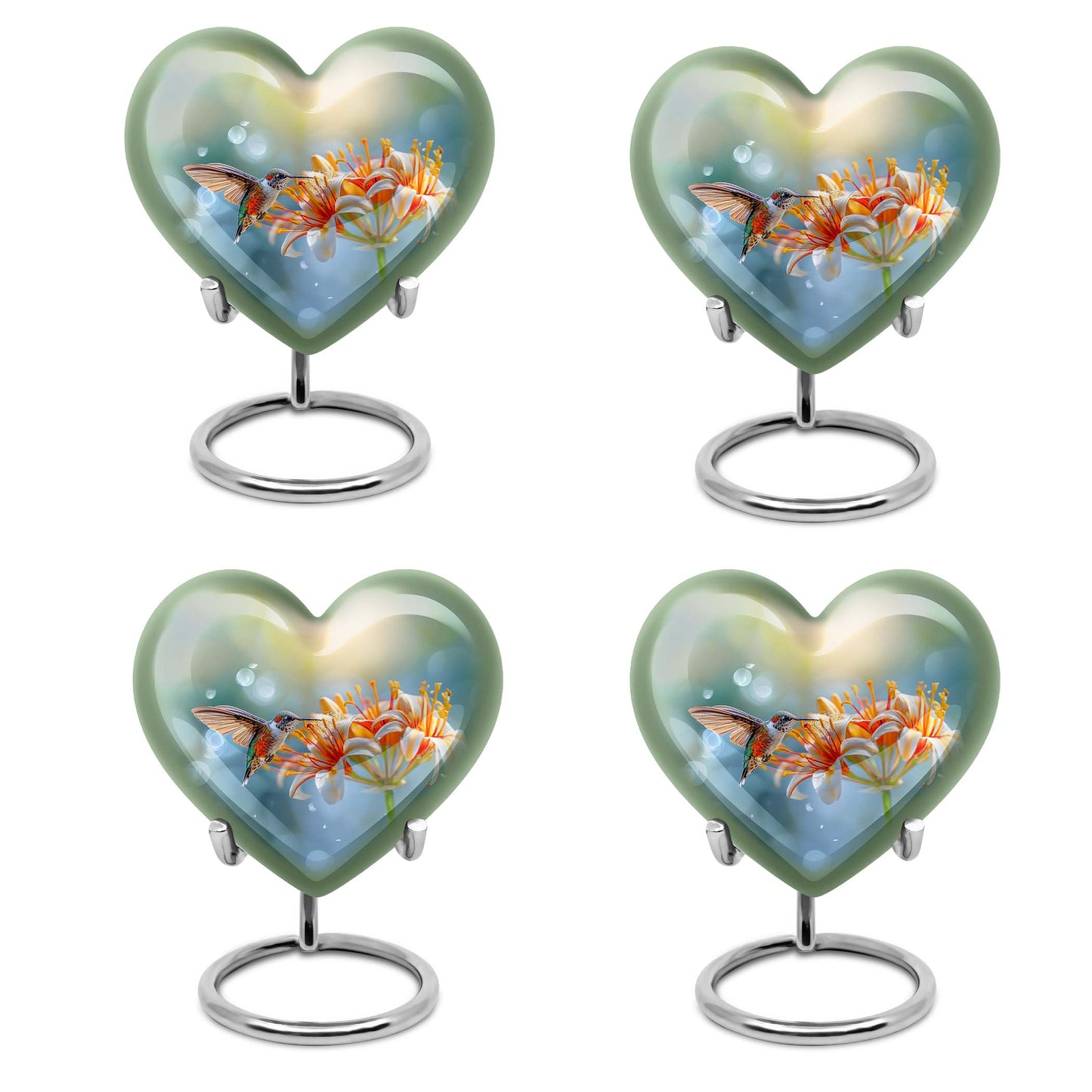 10-inch Heart-shaped Humming Bird Urn