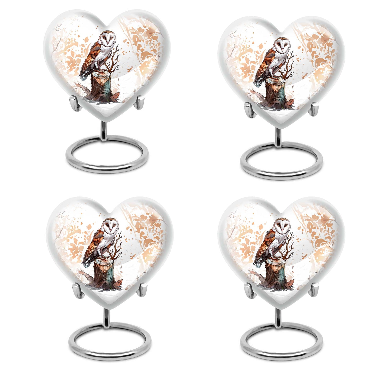 10-inch heart-shaped barn owl urn,