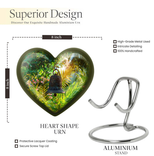 heart designed memorial bell urn