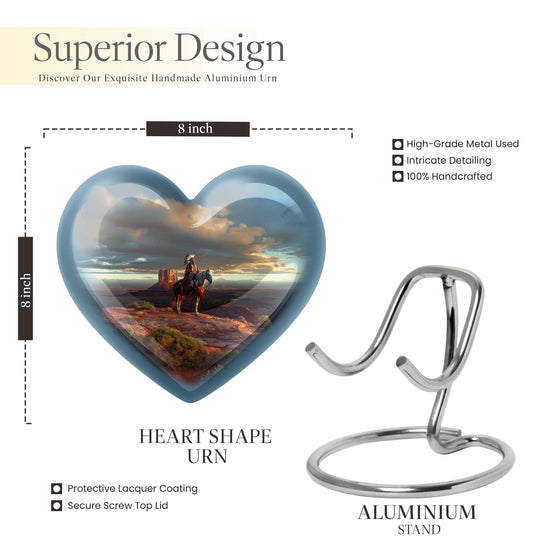 10-inch native American heart urn in abstract design