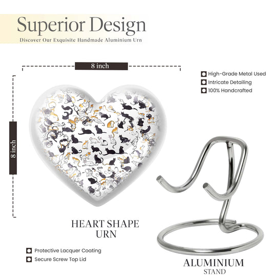 Heart shaped PAWS Urn for female, large cremation urn