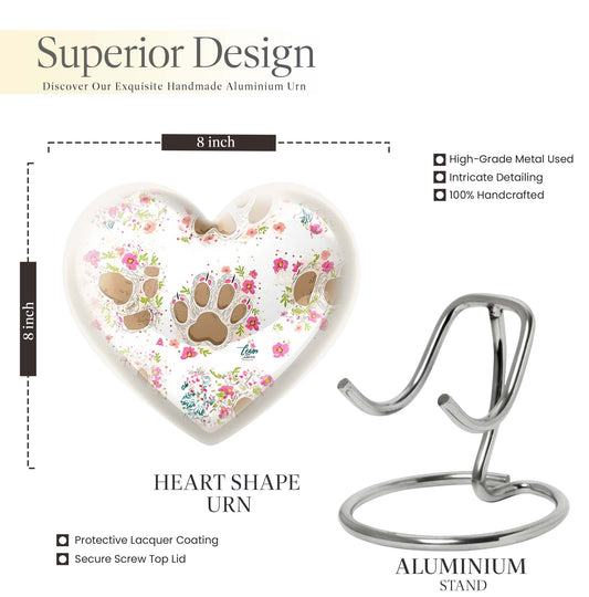 10-inch PAWS Urn, heart-shaped funeral urn for mom