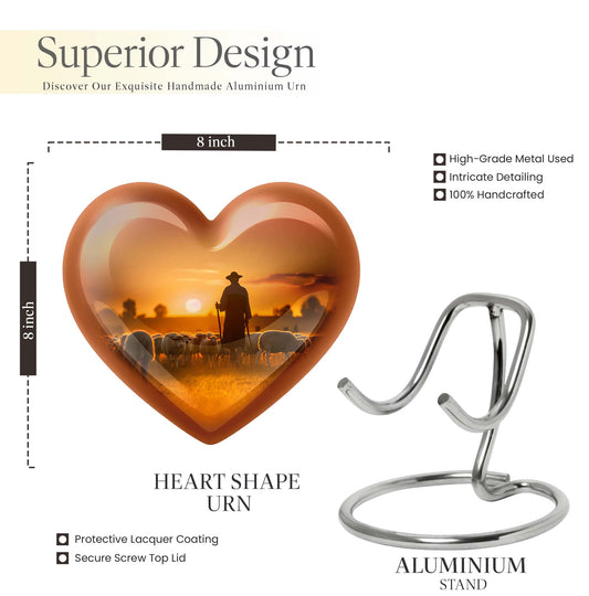 10 inch Heart Urn Shepherd Urn, made