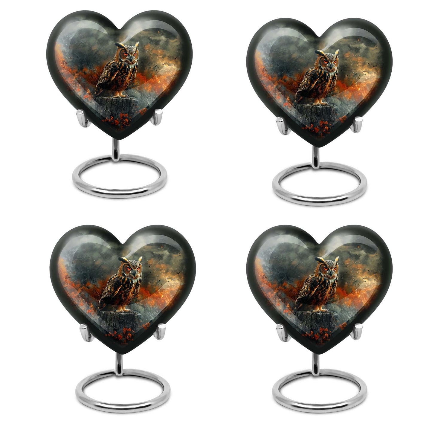 heart-shaped owl urn