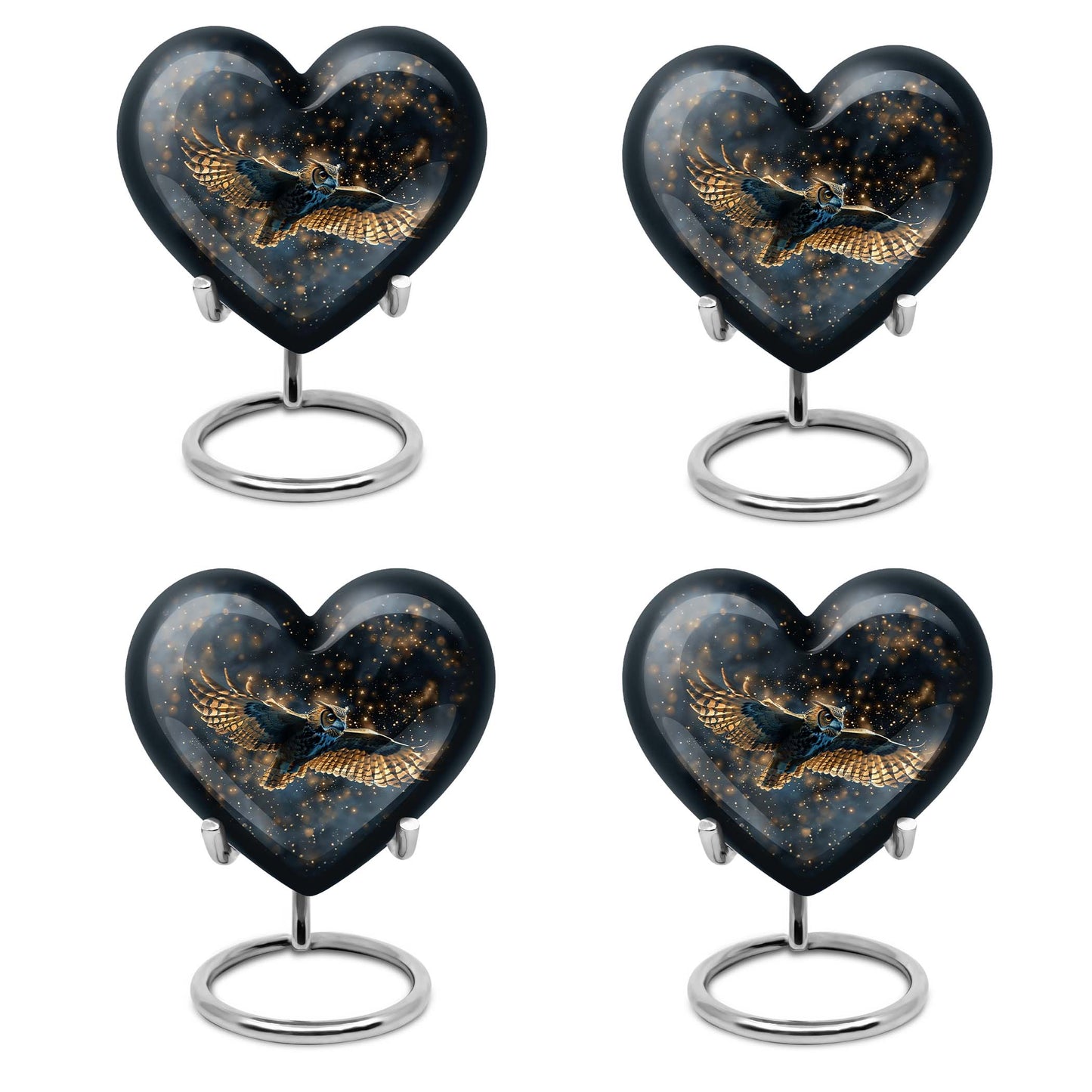 10-inch heart-shaped owl urn made