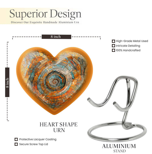 heart shaped spiral urn for human ashes