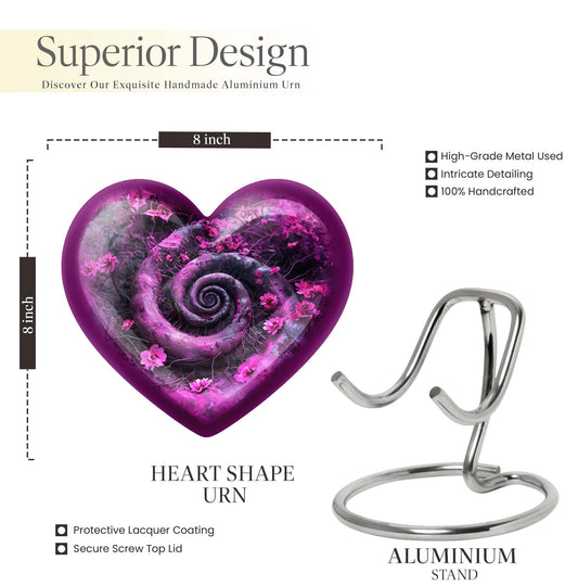 Heart design 10-inch spiral urn for cremation