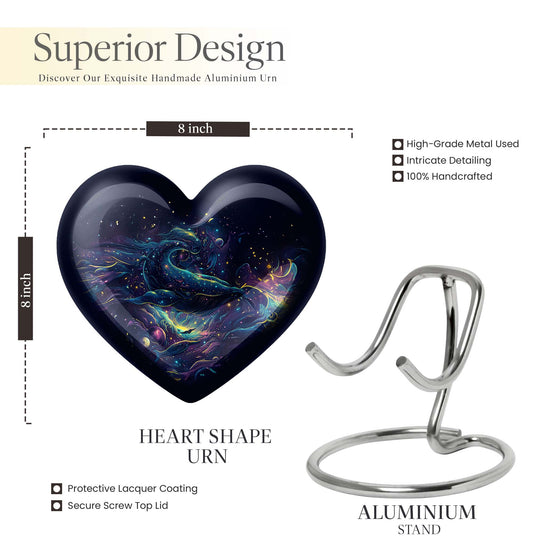 10-inch abstract heart design fish urn