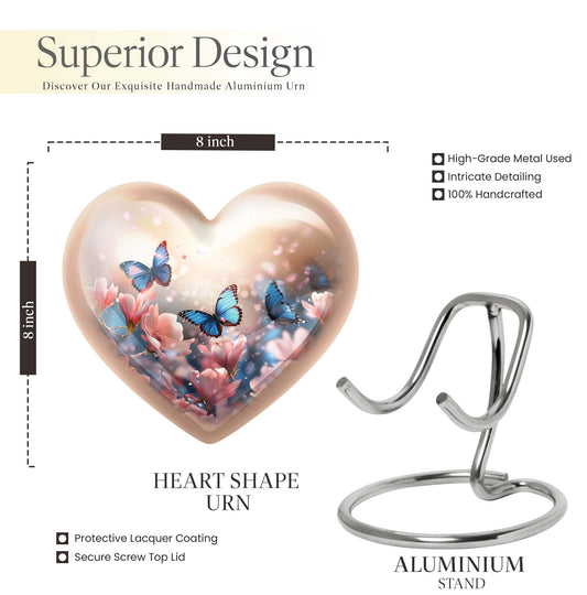 heart shaped butterfly funeral urn for men