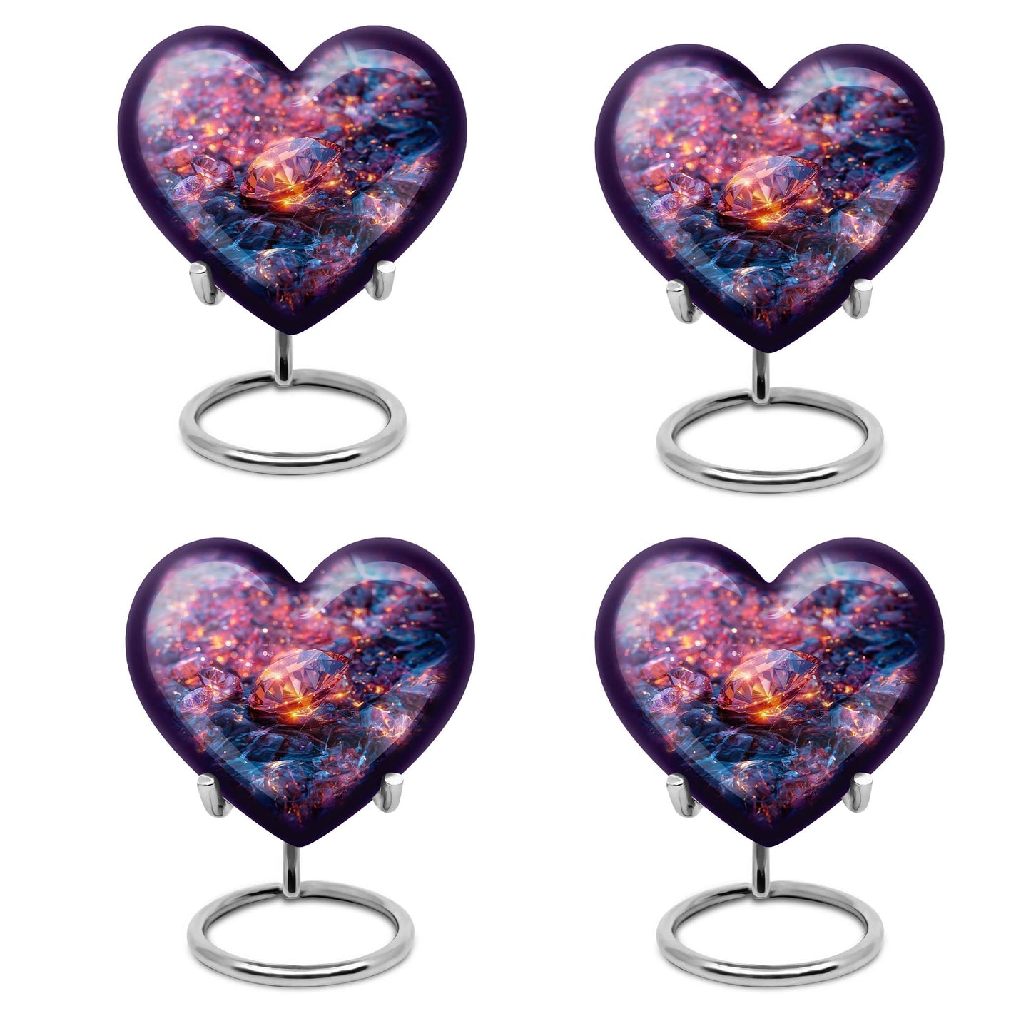 Heart-shaped diamond urn for burial custom,
