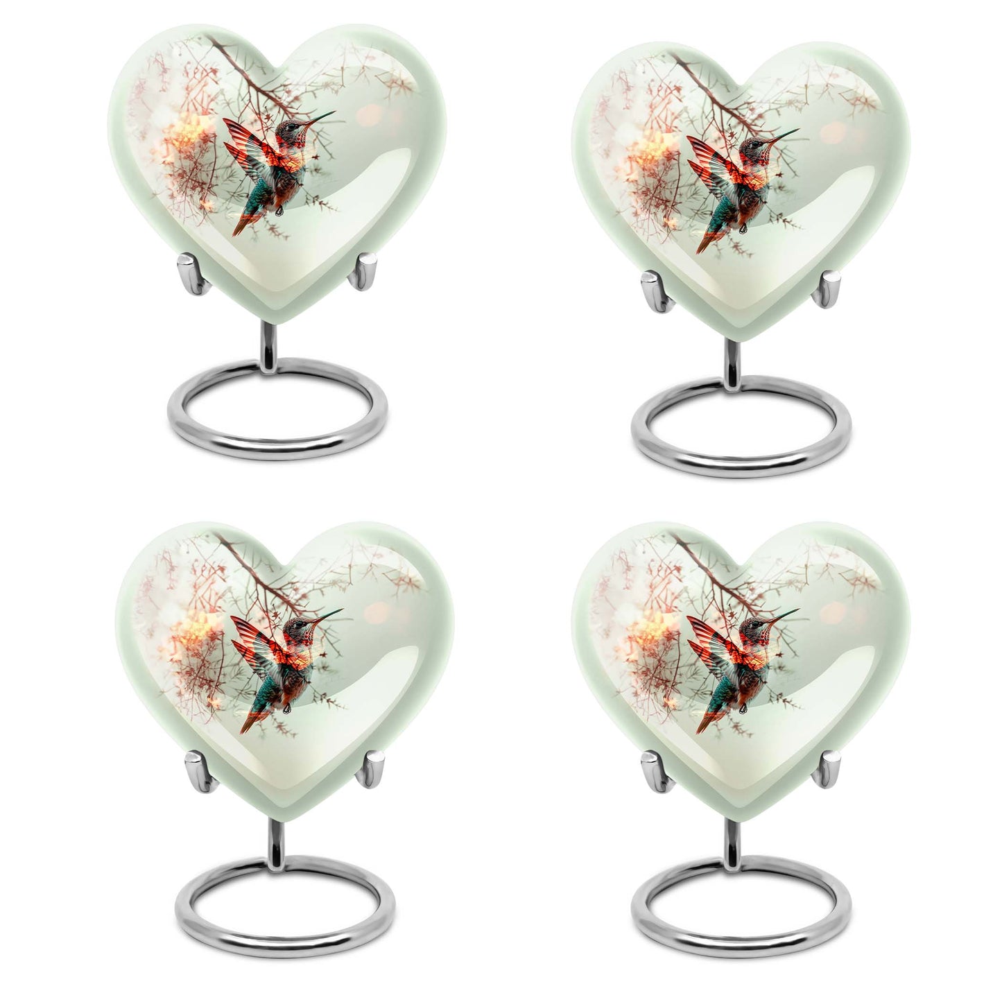 heart-shaped humming bird urn