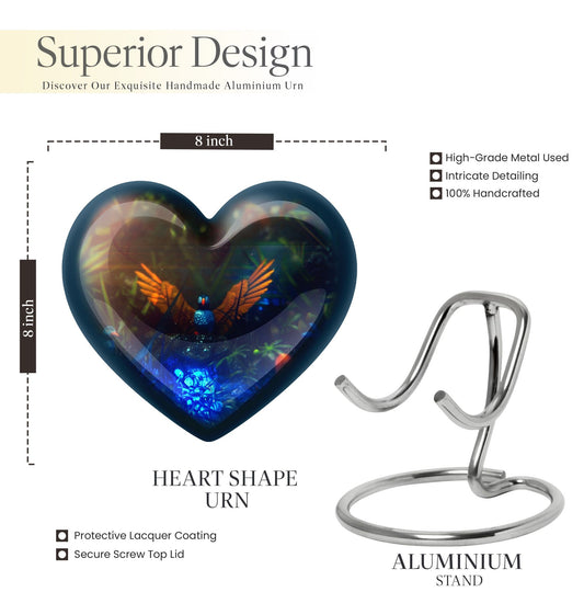 Heart-shaped Puffin Bird cremation urn