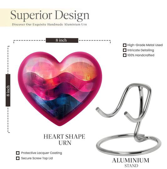 abstract heart-pattern cremation urn