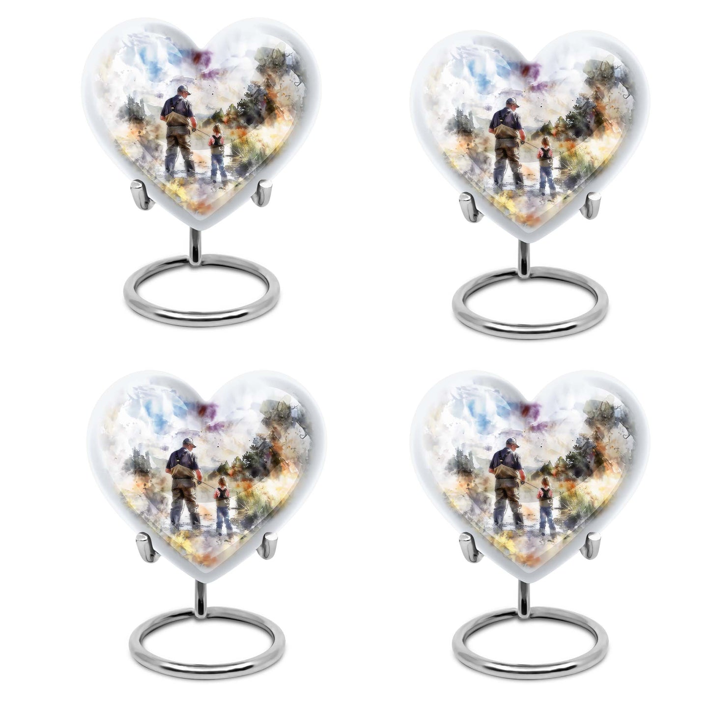Heart Design Fishing Urn for Adult Human Ashes