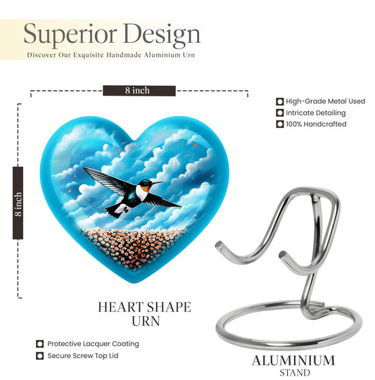 heart-themed hummingbird urn