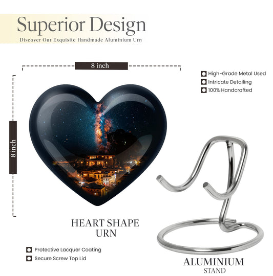 10-inch Galaxy Urn, heart design cremation urn