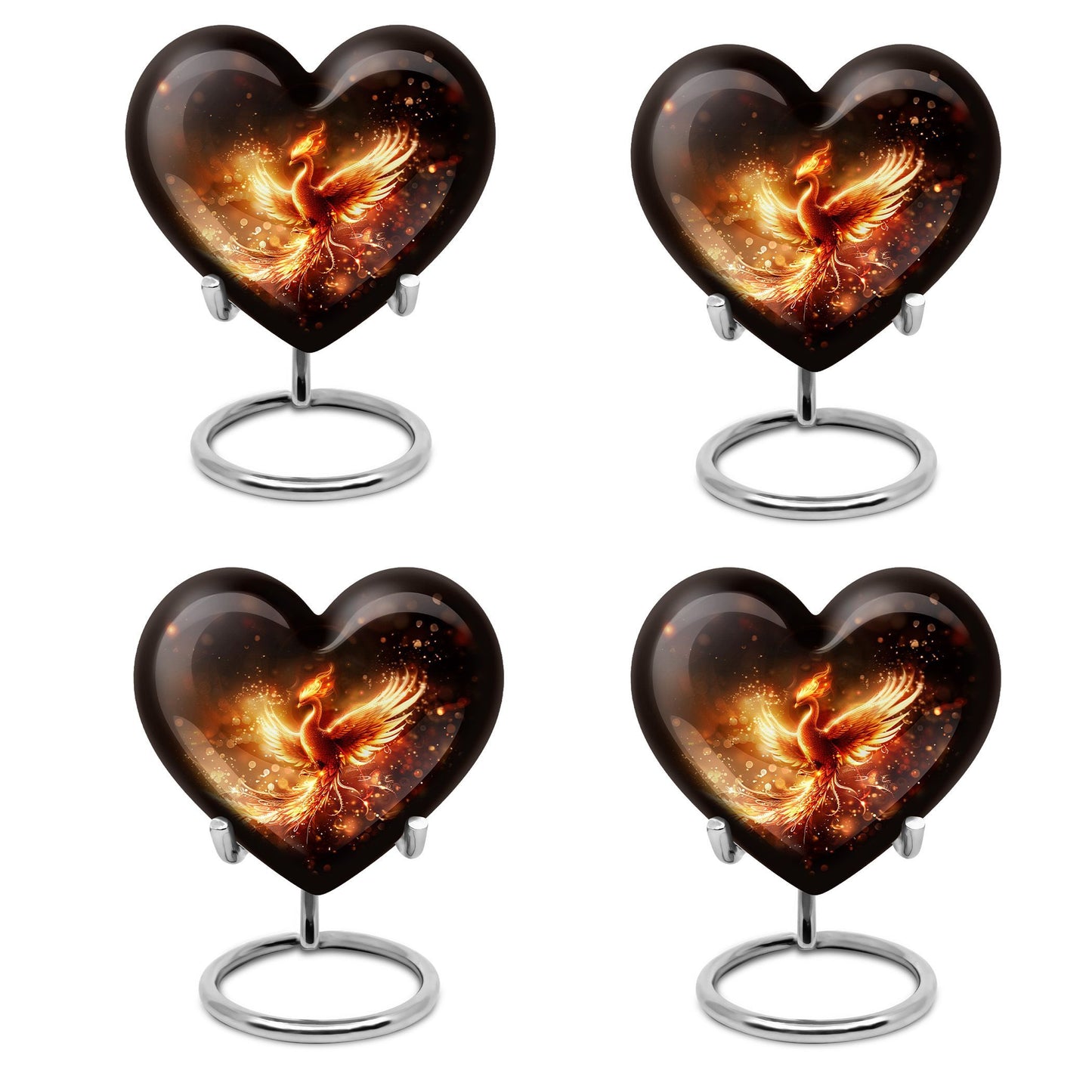 10-inch Phoenix Heart Urn, aluminum cremation personalized urn for adult human ashes