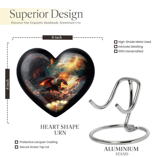 heart-shaped dragon urn
