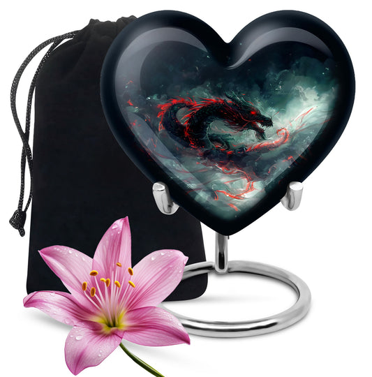 Heart shaped dragon urn