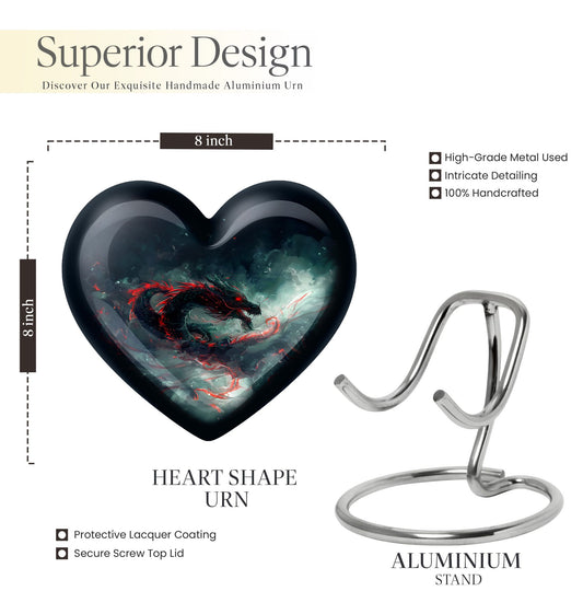 Heart shaped dragon urn