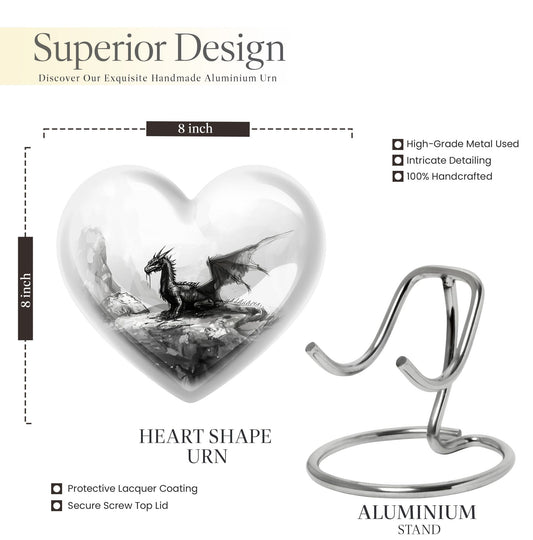 Heart Design Dragon Urn