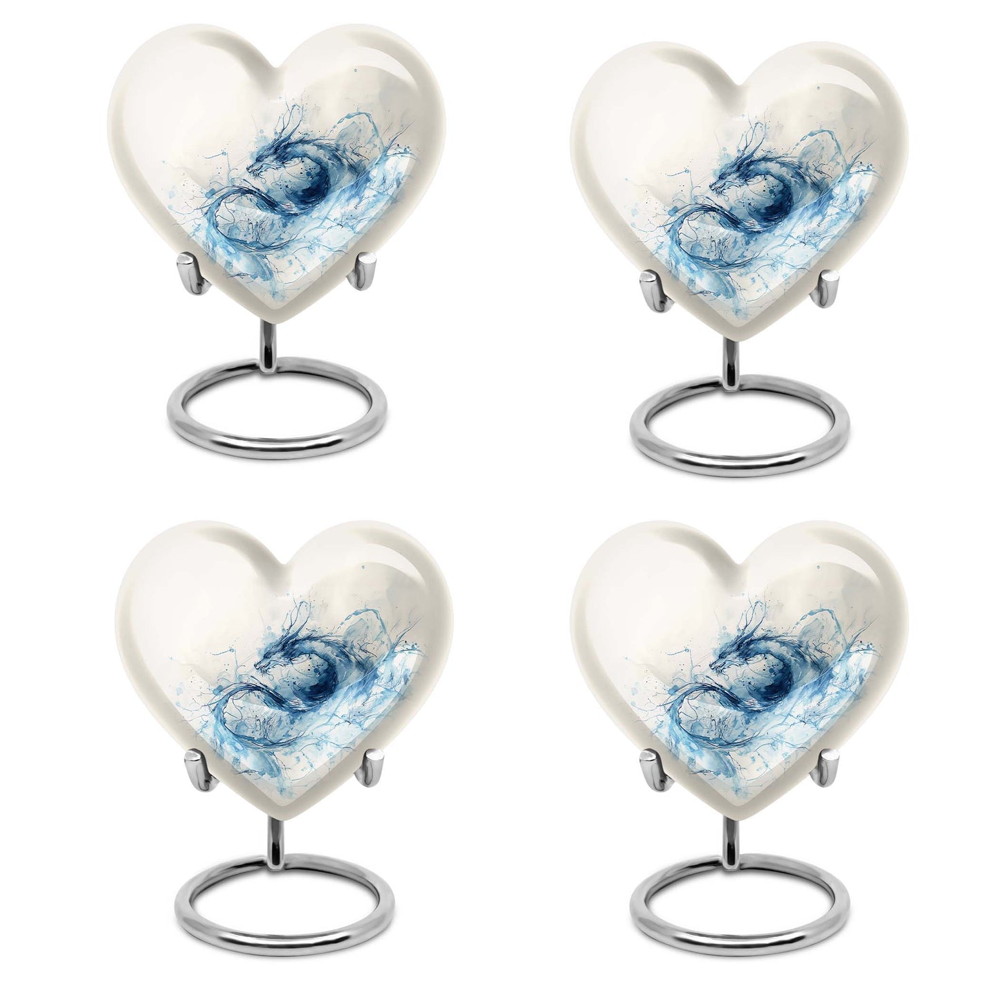 Abstract themed 10-inch heart design dragon urn for memorial, customized engraving, in aluminium