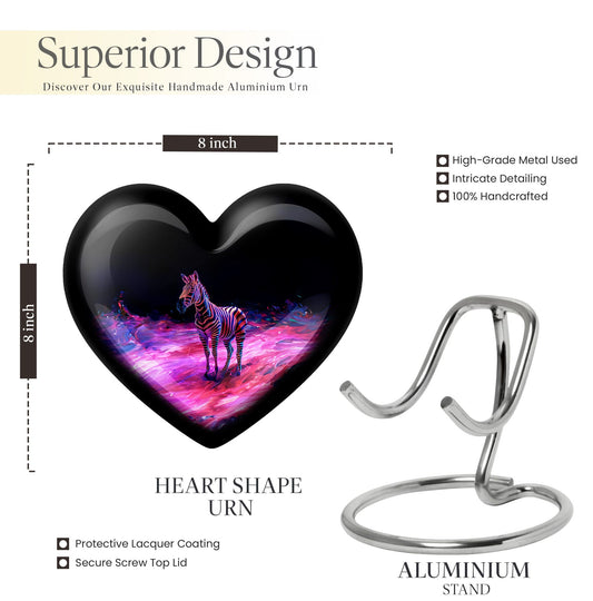 Heart-Shaped Zebra Cremation Urn for burial,