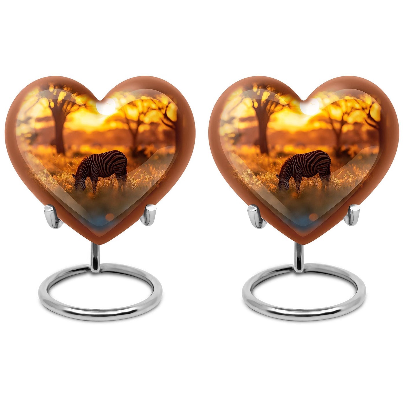 heart-shaped zebra urn