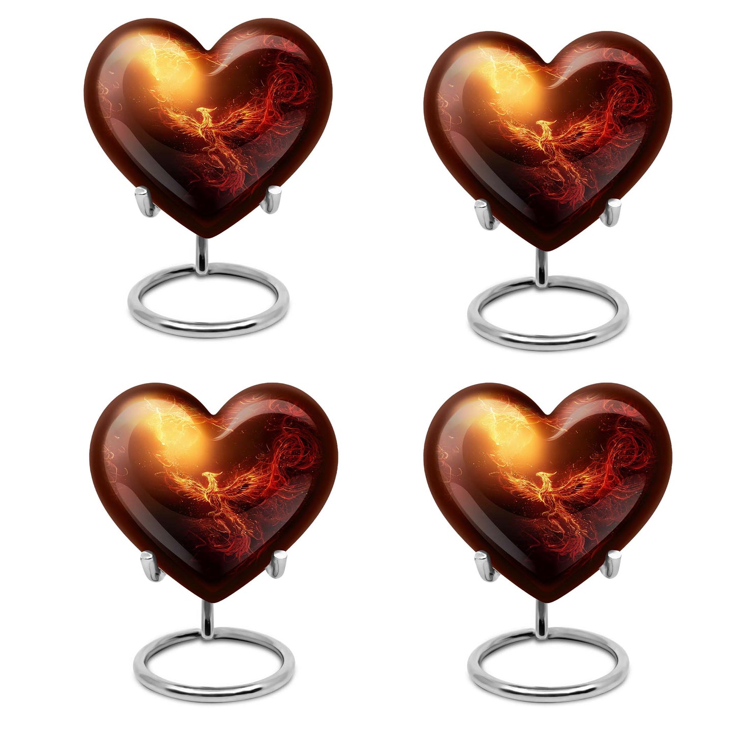 10-inch Phoenix heart-shaped burial urn, personalized engraving, suitable for adult male and female.