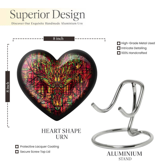 10 inch heart-shaped Phoenix Urn,