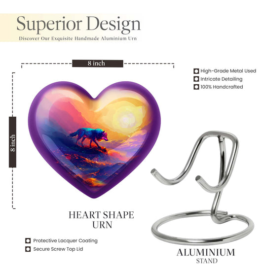 heart-shaped wolf urn